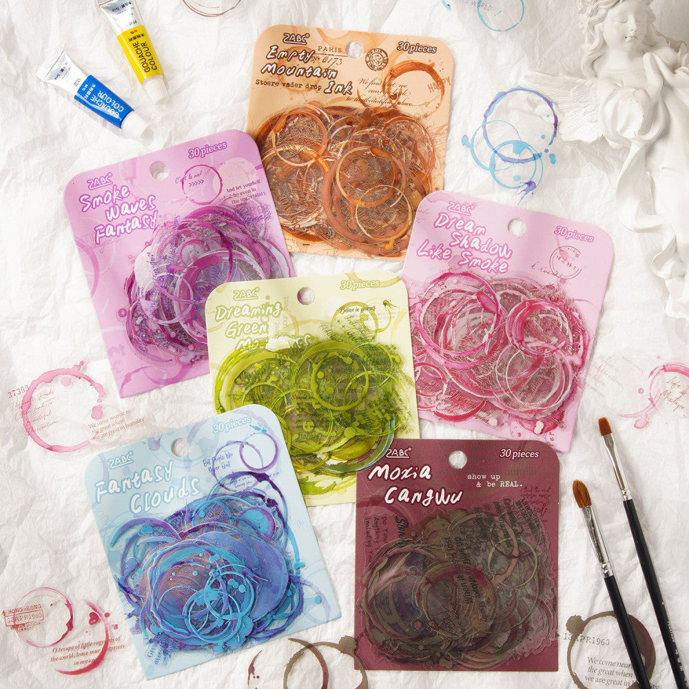 Misty Rain and Flowing Light Series PET Stickers 6 Types 30 Pcs image 4