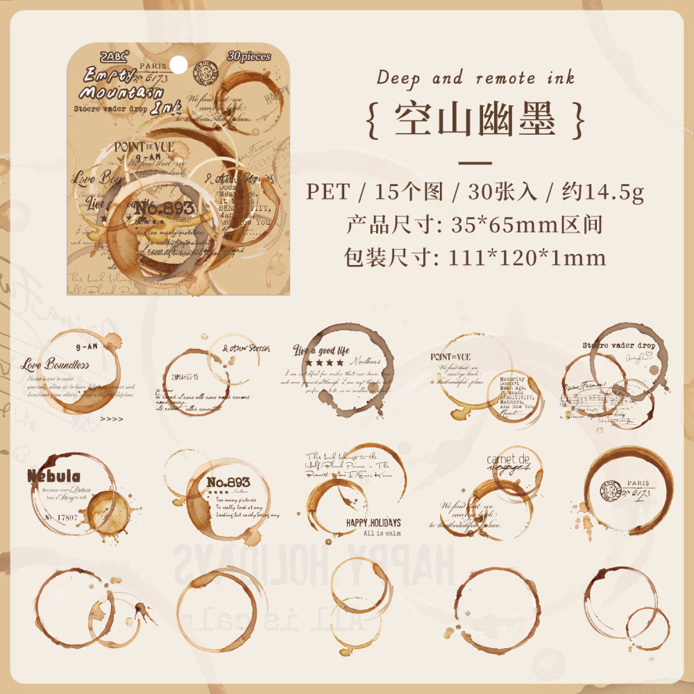 Misty Rain and Flowing Light Series PET Stickers 6 Types 30 Pcs