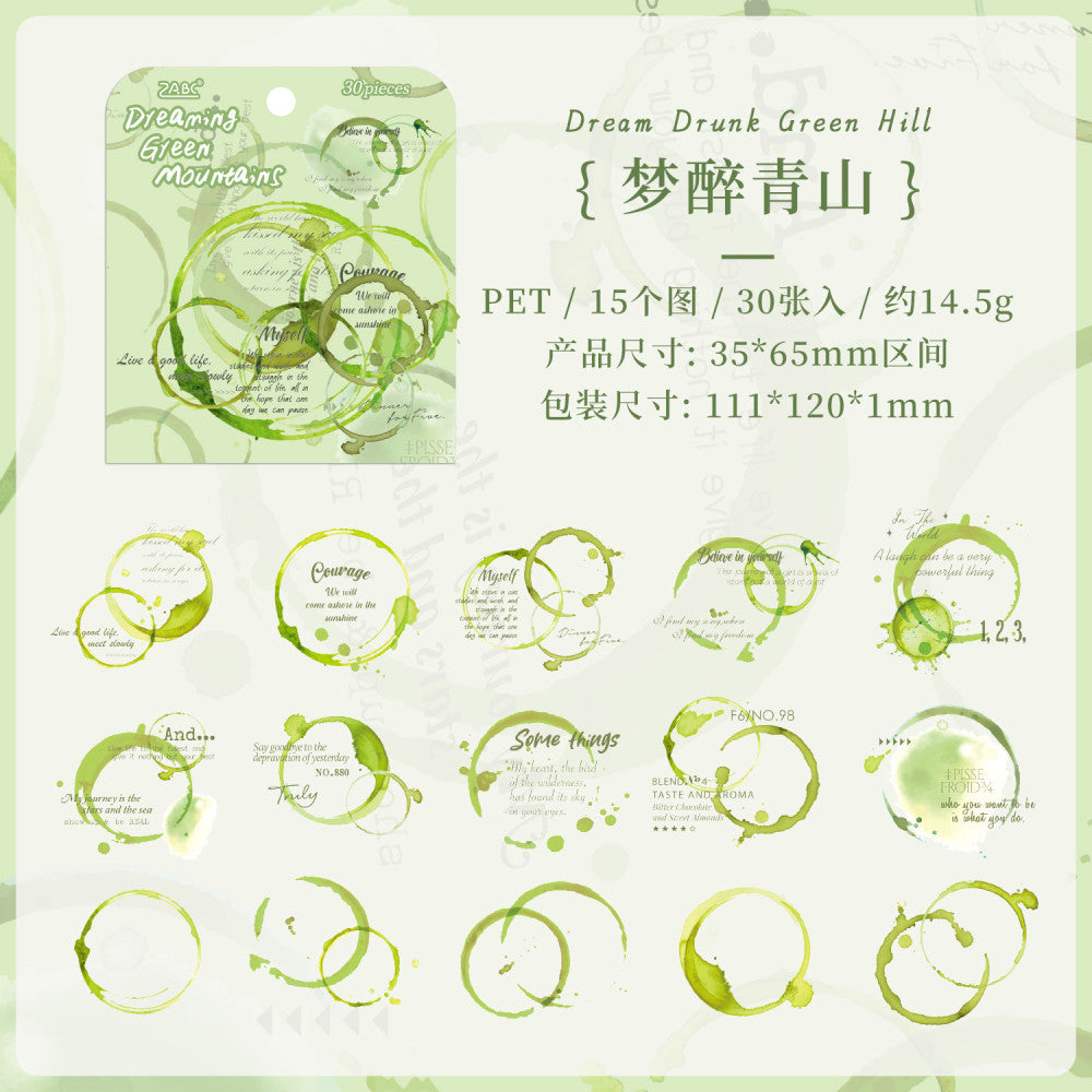 Misty Rain and Flowing Light Series PET Stickers 6 Types 30 Pcs image 8