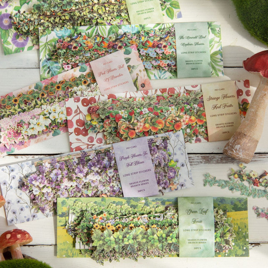 Wild Flower Series Strip Paper Stickers 6 Styles 20 Pcs image 3