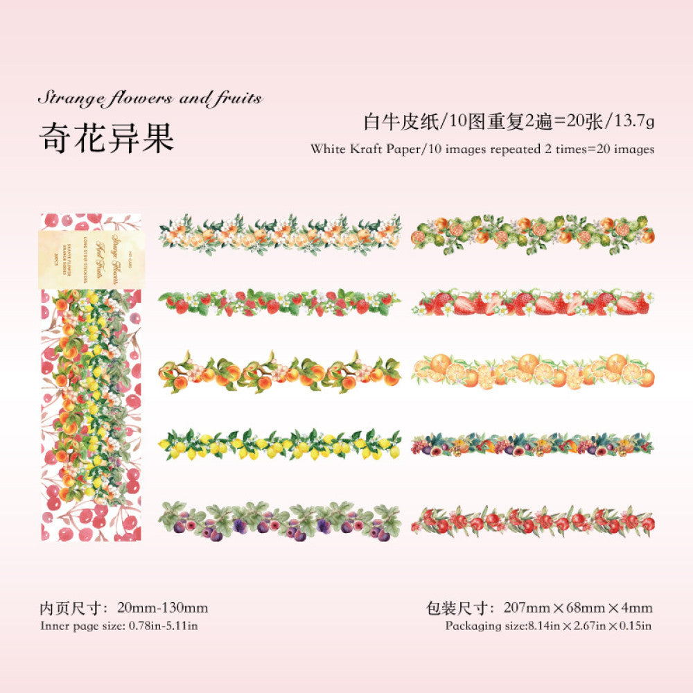 Wild Flower Series Strip Paper Stickers 6 Styles 20 Pcs image 7