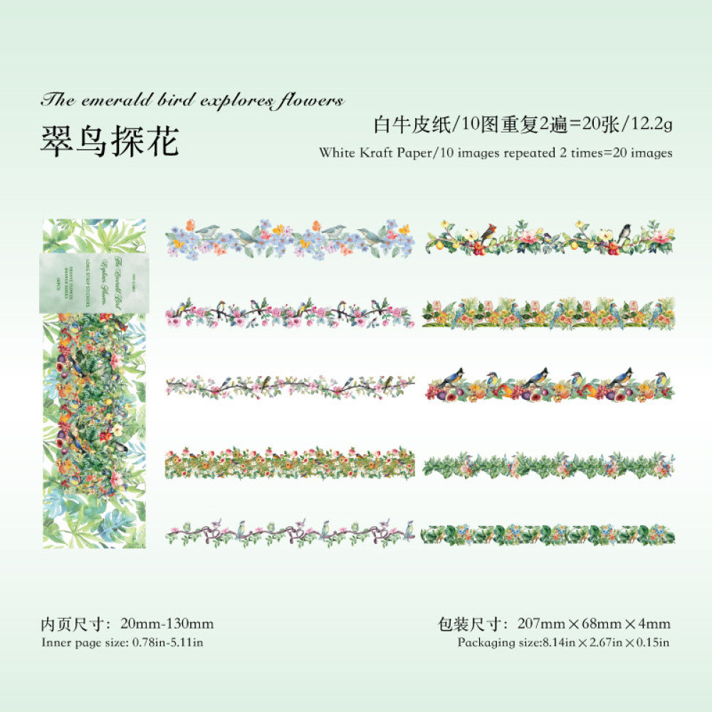 Wild Flower Series Strip Paper Stickers 6 Styles 20 Pcs image 10