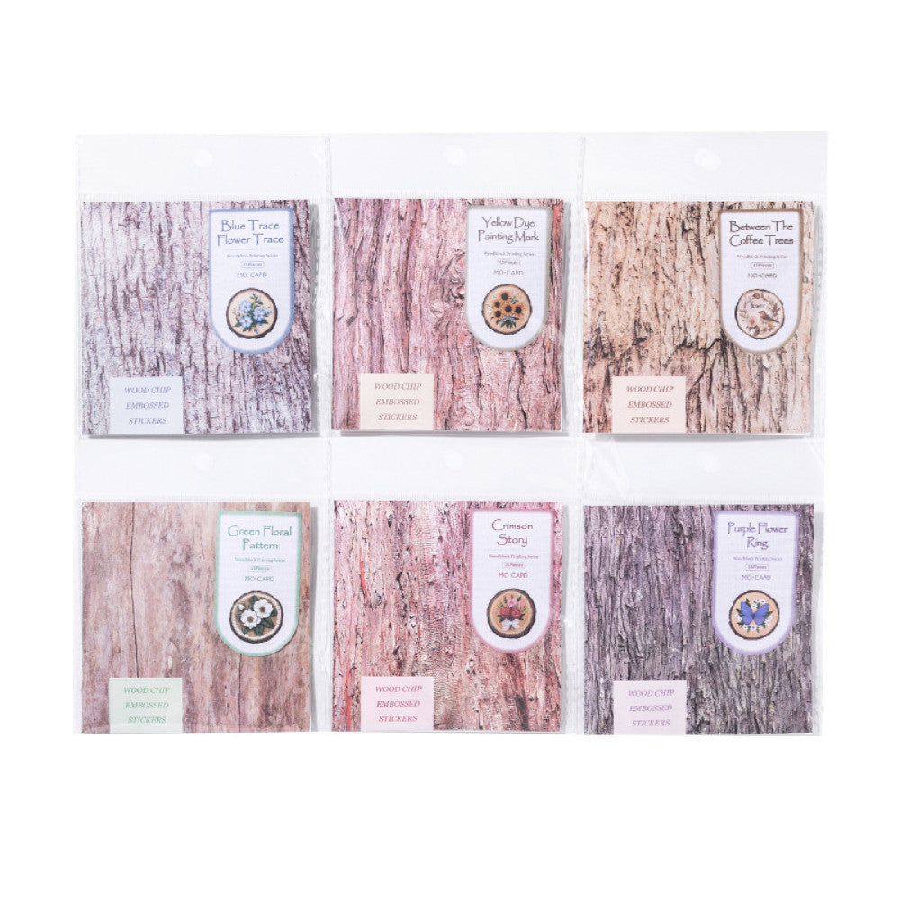 Wood Chip Print Series Retro Paper Stickers 6 Styles 15 Pcs image 4
