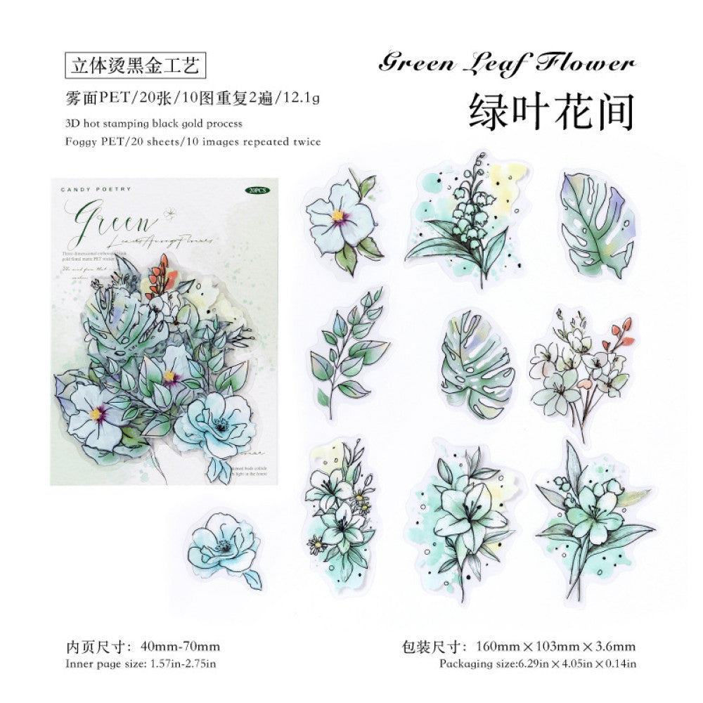 Flower Dream Series PET Stickers 6 Styles 20 Sheets image 10