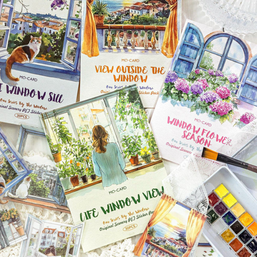 Window Series Original Scenery Paper Stickers 4 Types 30 Sheets image 2