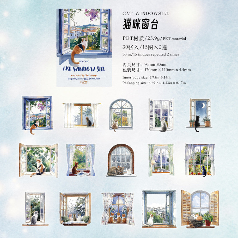 Window Series Original Scenery Paper Stickers  4 Types 30 Sheets