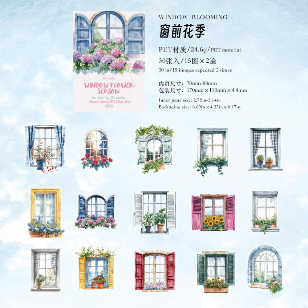 Window Series Original Scenery Paper Stickers  4 Types 30 Sheets