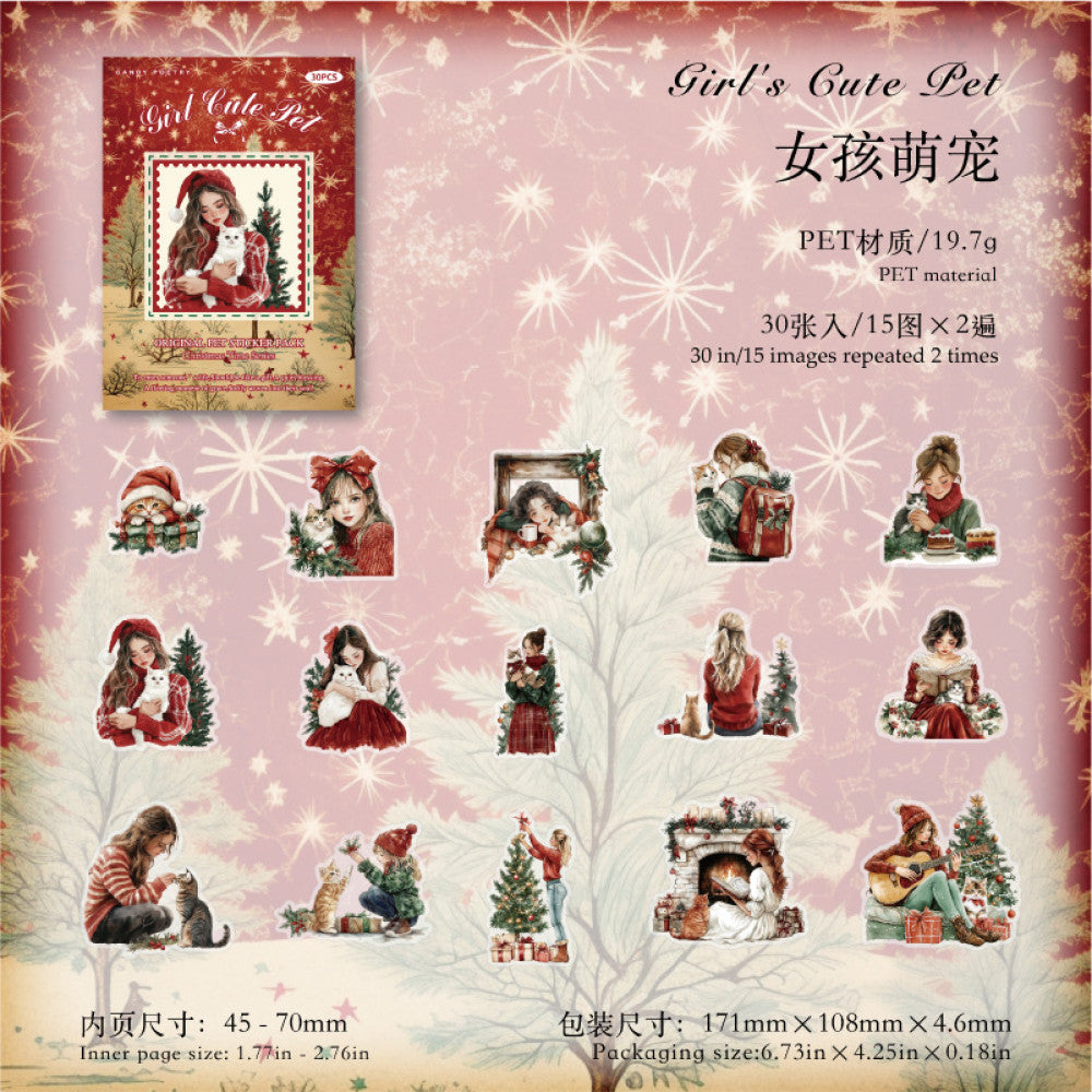 Christmas Era Series PET stickers 4 Styles 30 Sheets