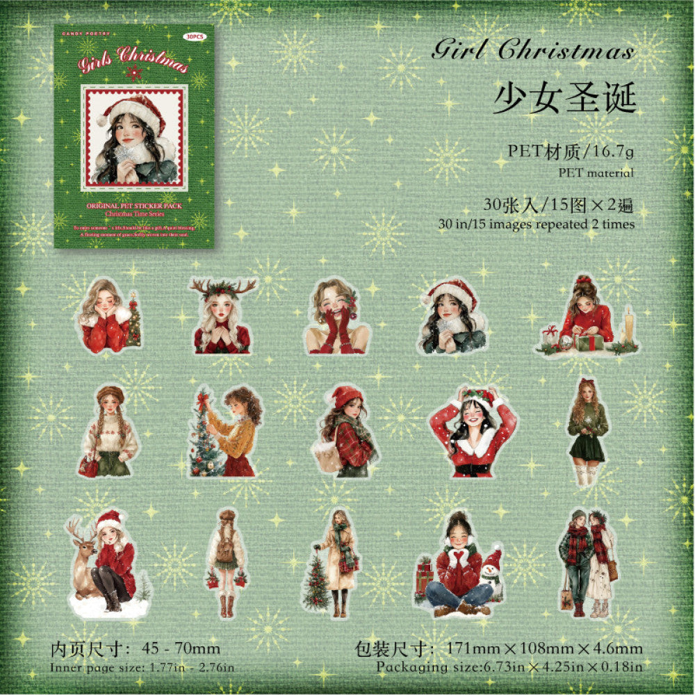 Christmas Era Series PET stickers 4 Styles 30 Sheets
