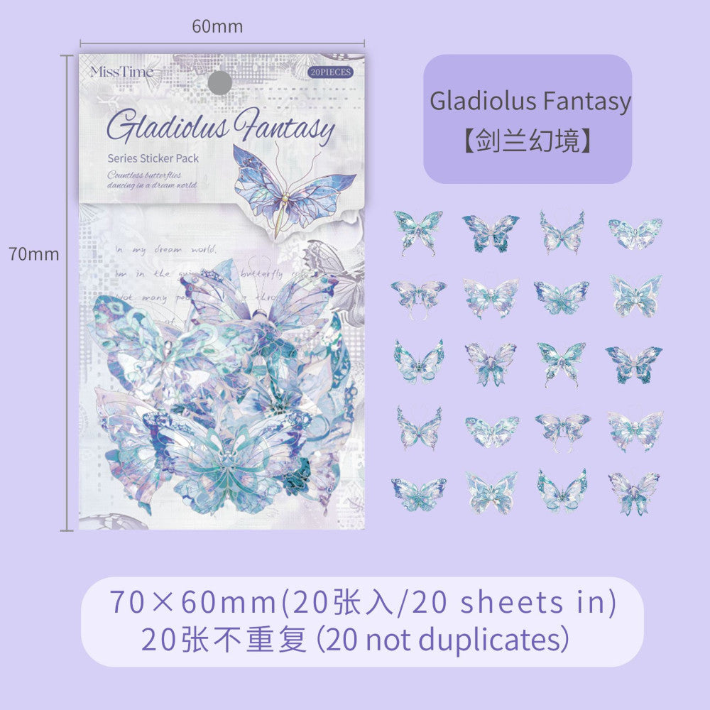 Quartz butterfly series PET stickers 6 Types 20 Pcs image 6