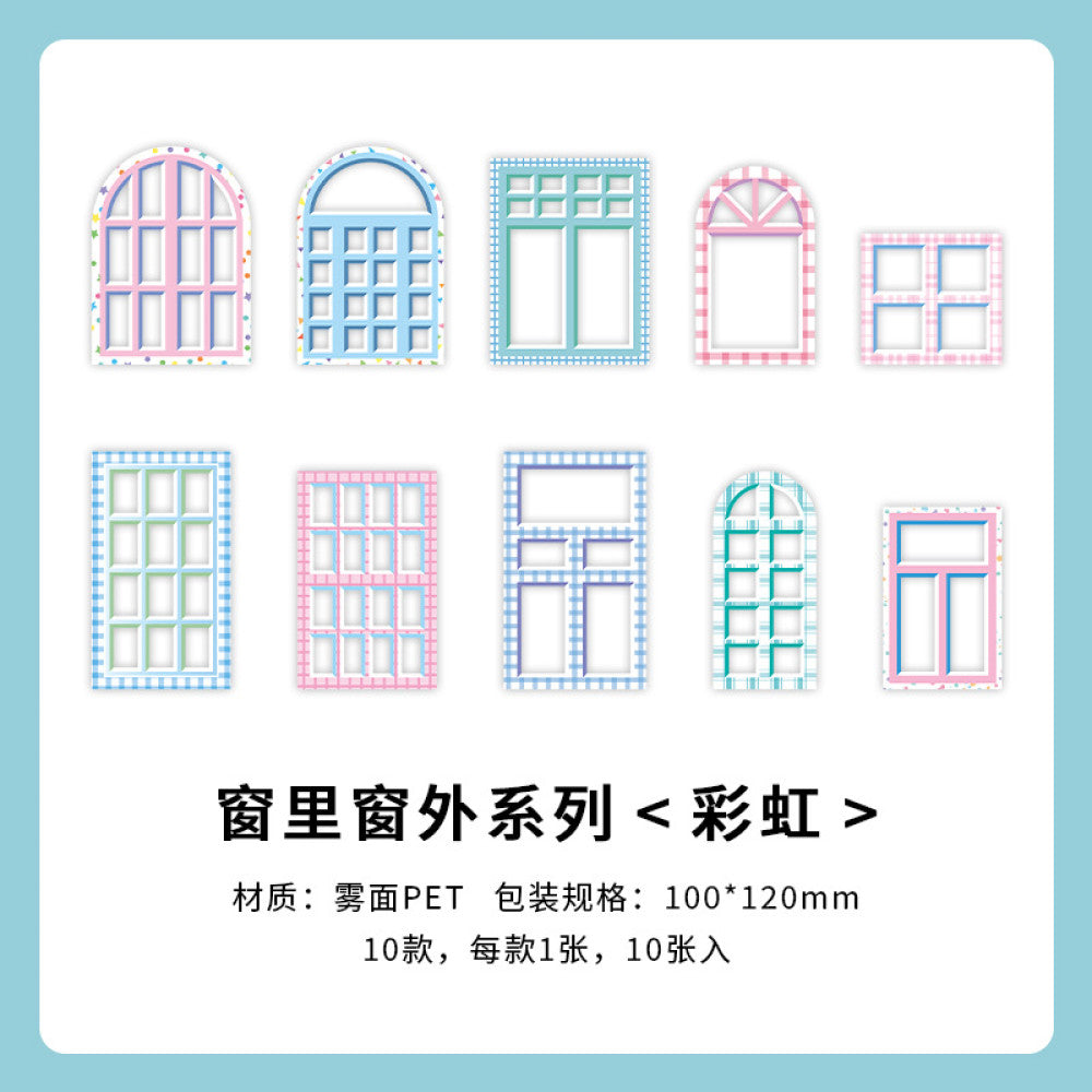 Window Series Matte PET Sticker Pack 4 Types 10 Pcs