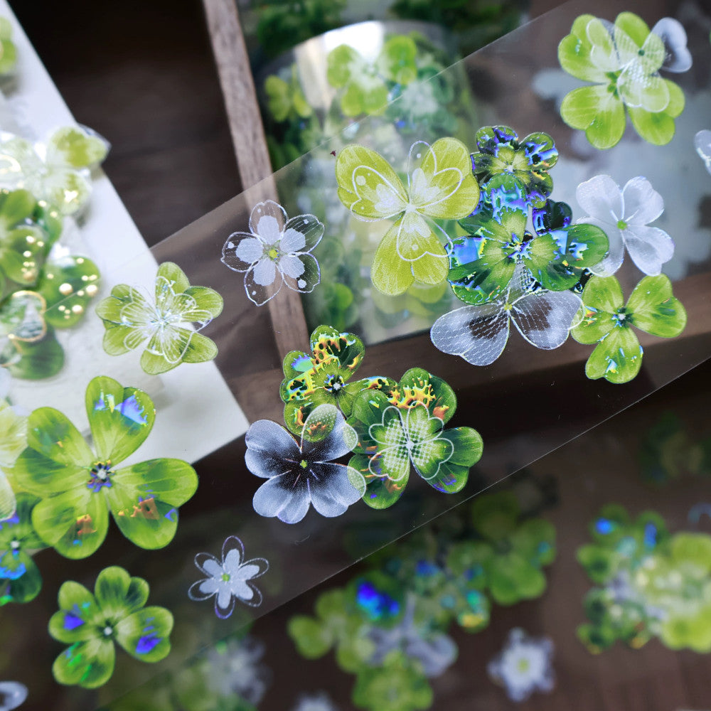 Four Leaf Clover Flower PET tape 6cm 1m image 1