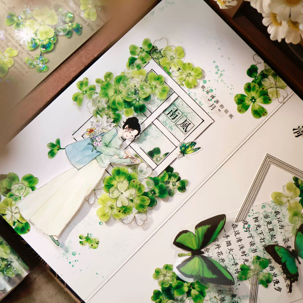 Four Leaf Clover Flower PET tape 6cm 1m image 3