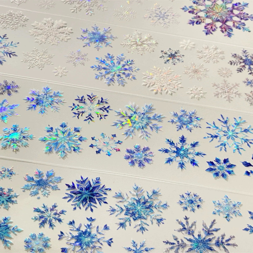 Blue White Snowflake PET tape 6cm 1m image 3