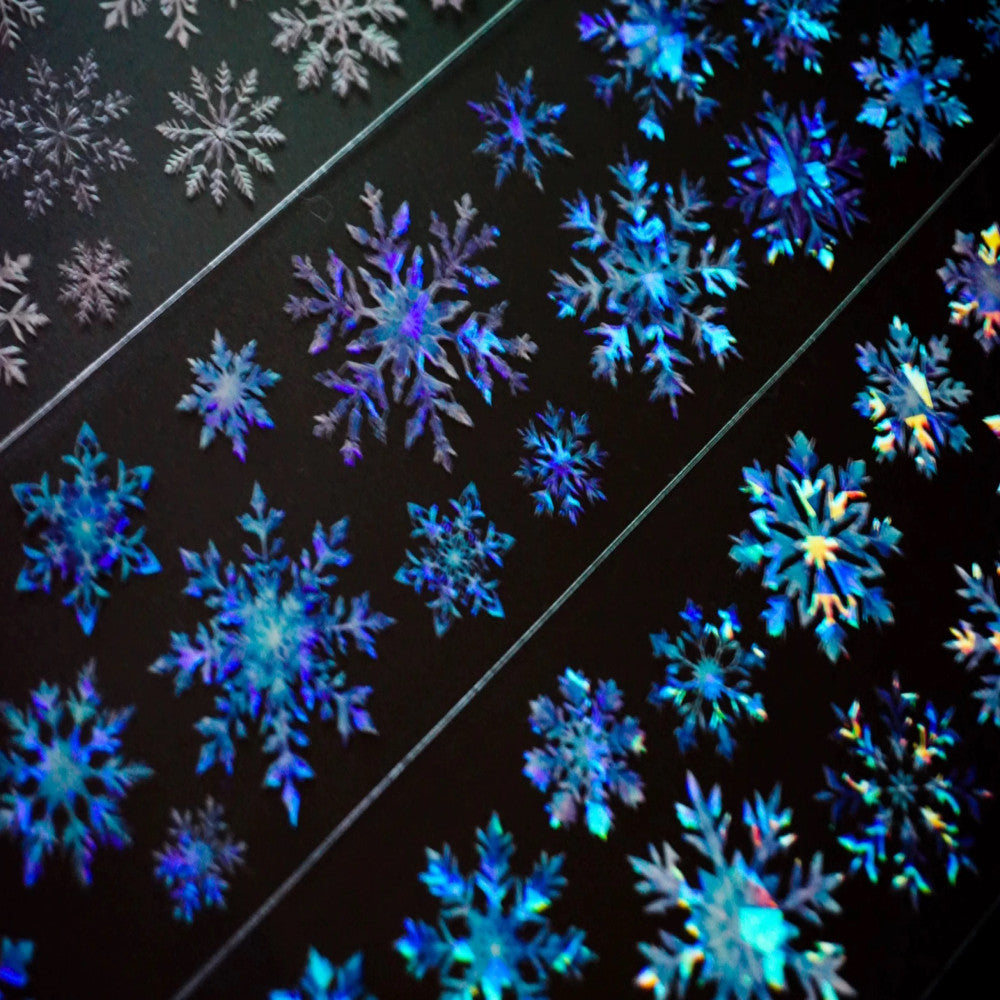 Blue White Snowflake PET tape 6cm 1m image 4