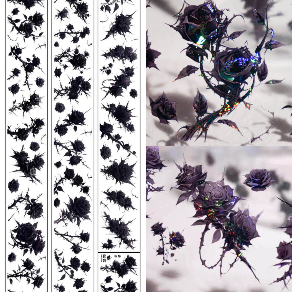 Black Rose Vine Dark Flower PET Tape 6cm / 125cm