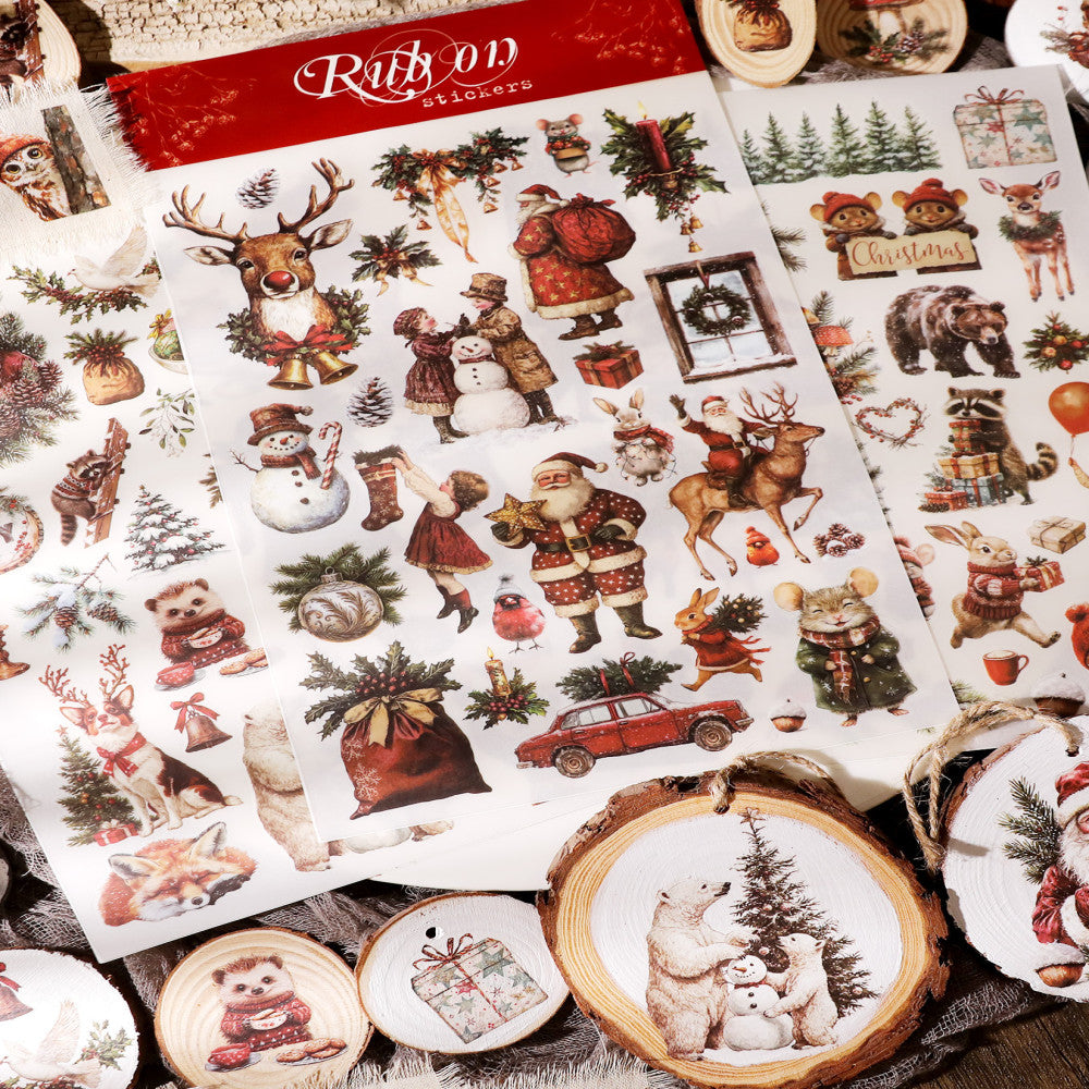 Happy Christmas Animal Handmade Booklet Rub on Stickers image 0