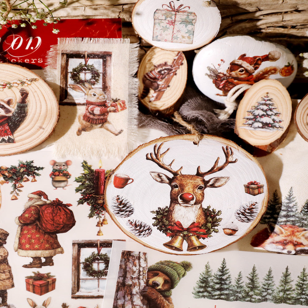 Happy Christmas Animal Handmade Booklet Rub on Stickers image 2