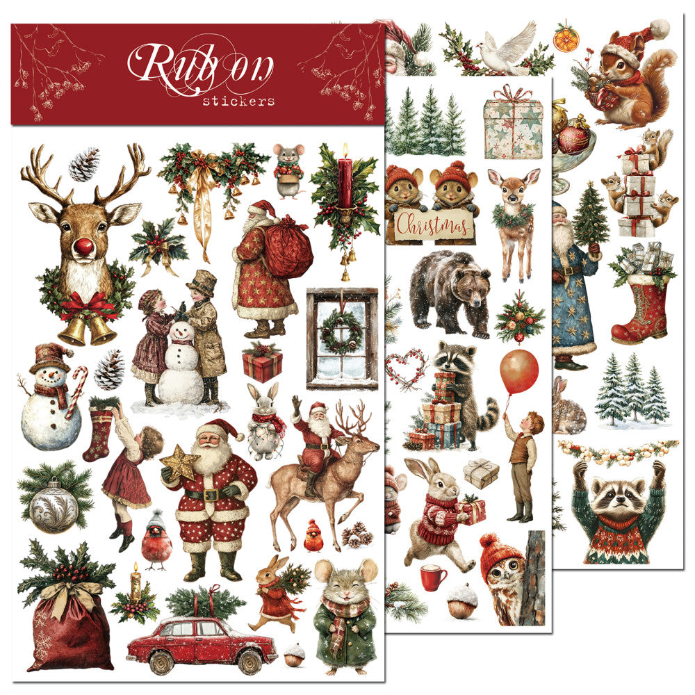 Happy Christmas Animal Handmade Booklet Rub on Stickers image 5