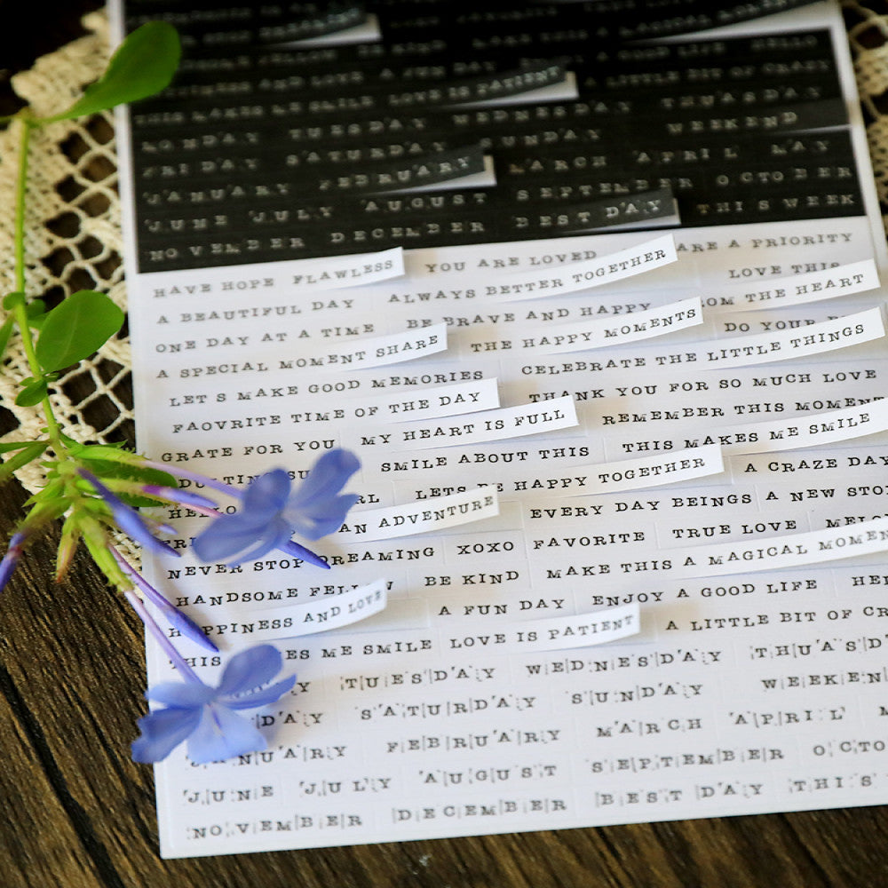 English Light Retro Black and White Phrases 12 sheets image 2