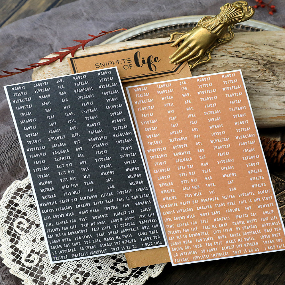 English Light Retro Black and White Phrases 12 sheets image 3