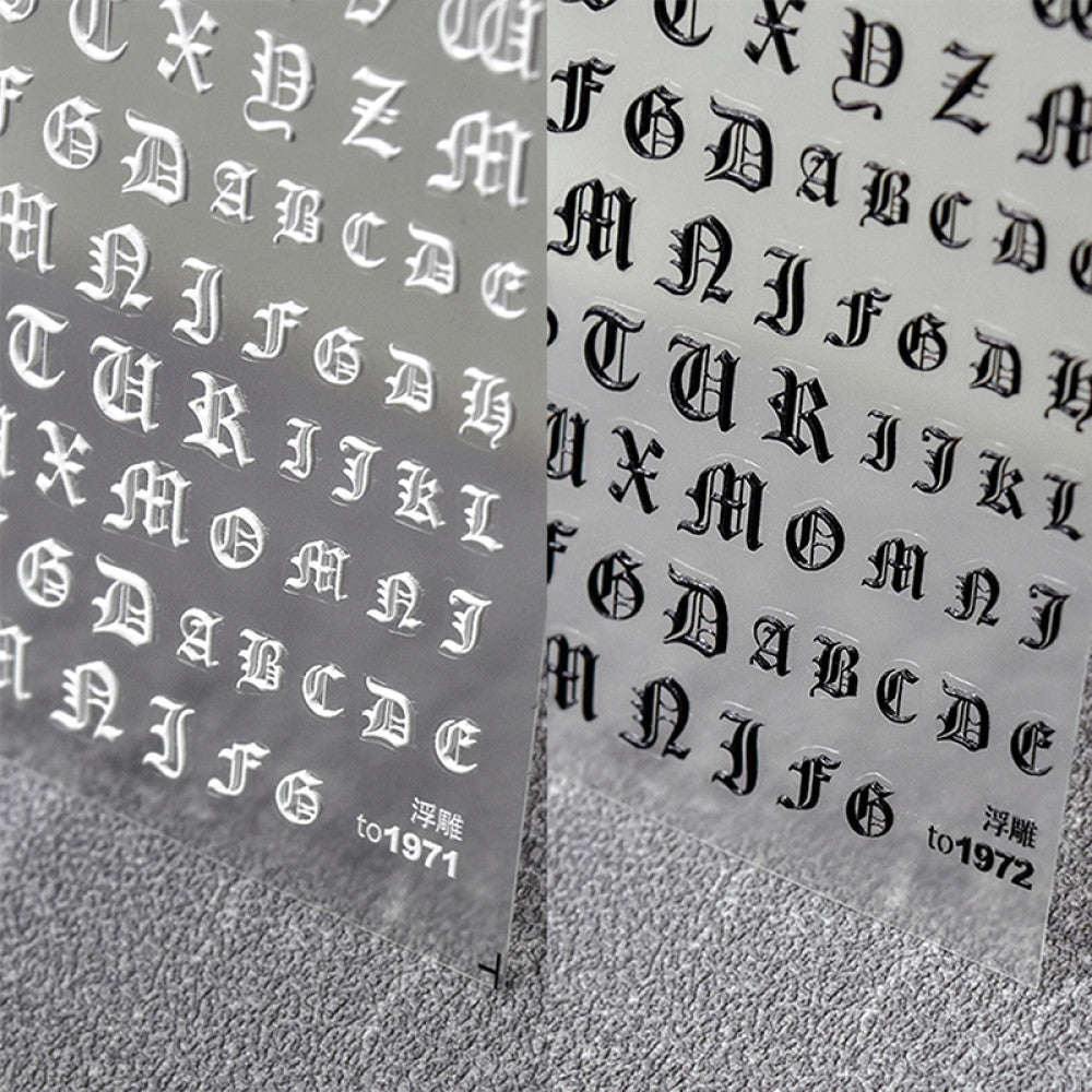 Black and white Gothic small letter stickers image 1