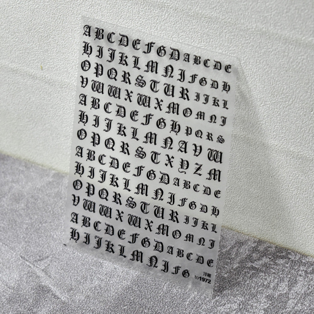 Black and white Gothic small letter stickers