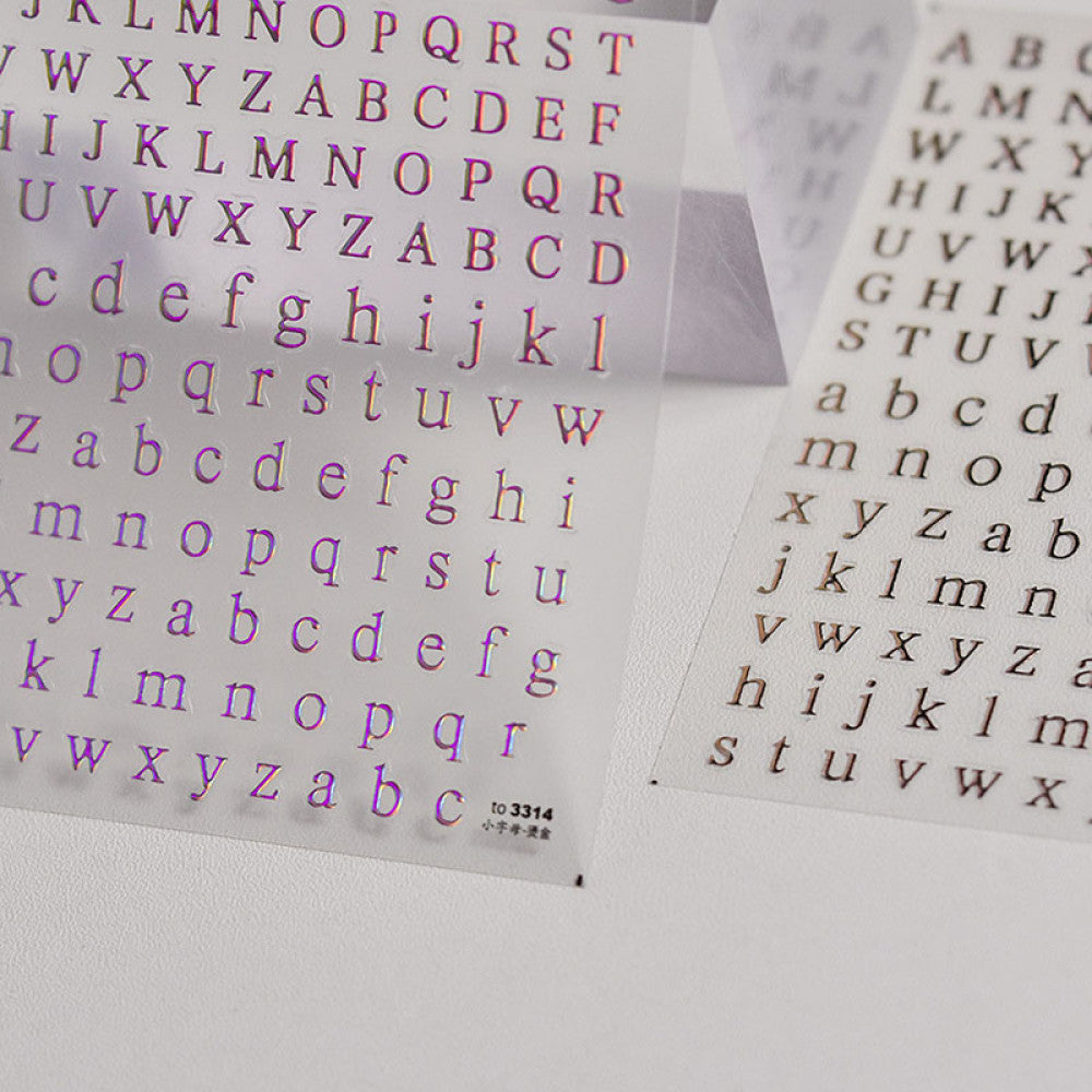 Hot rose gold letters silver laser stickers