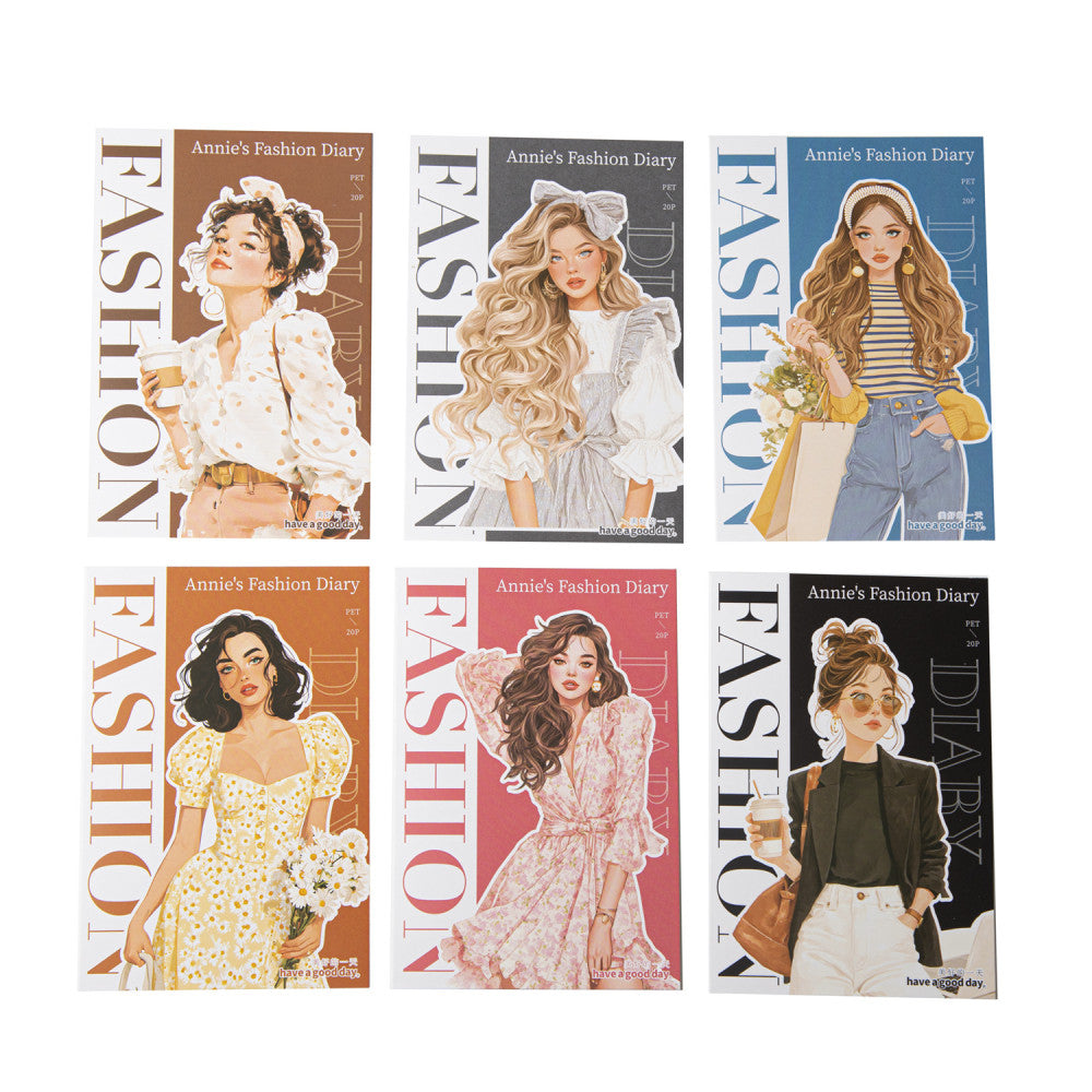 Fashion Diary Characters PET Stickers 20 Sheets 6 Types image 4