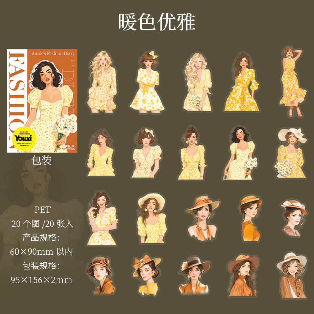 Fashion Diary Characters PET Stickers 20 Sheets 6 Types image 9