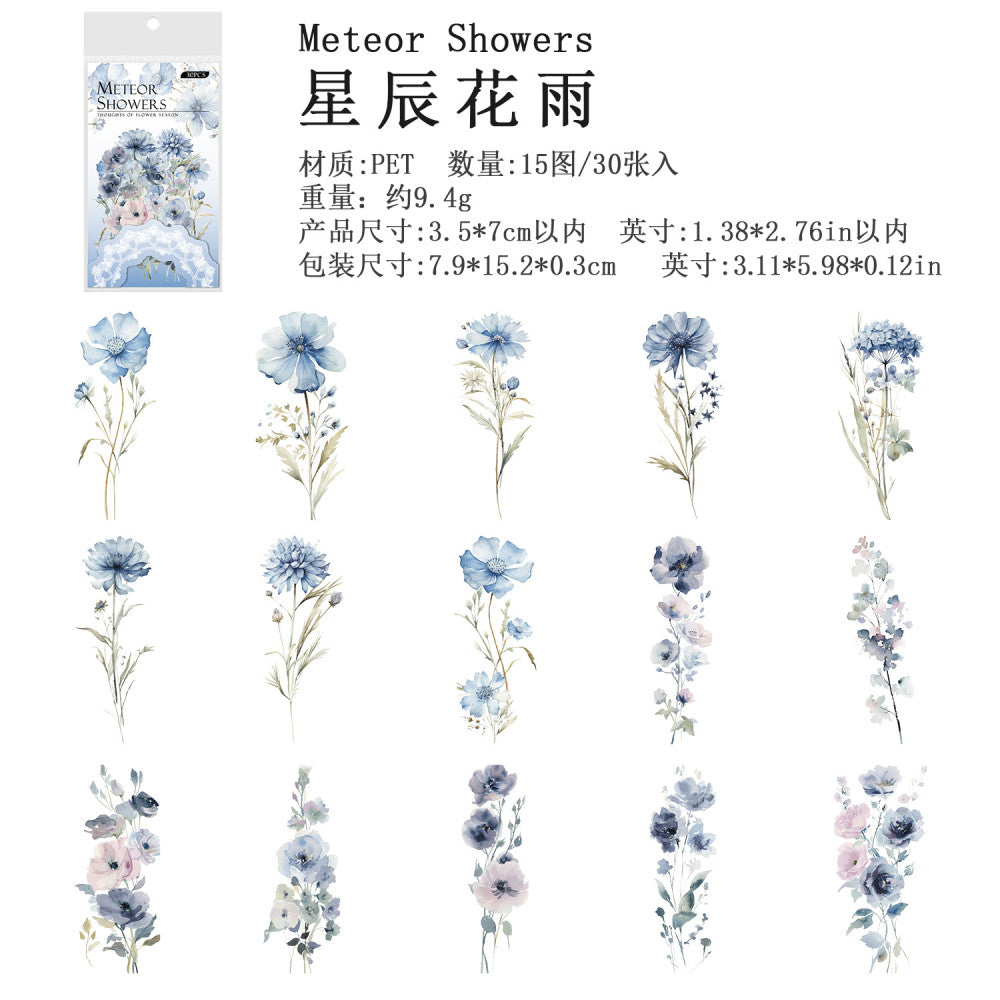 Forest flowers PET sticker pack 30 pieces