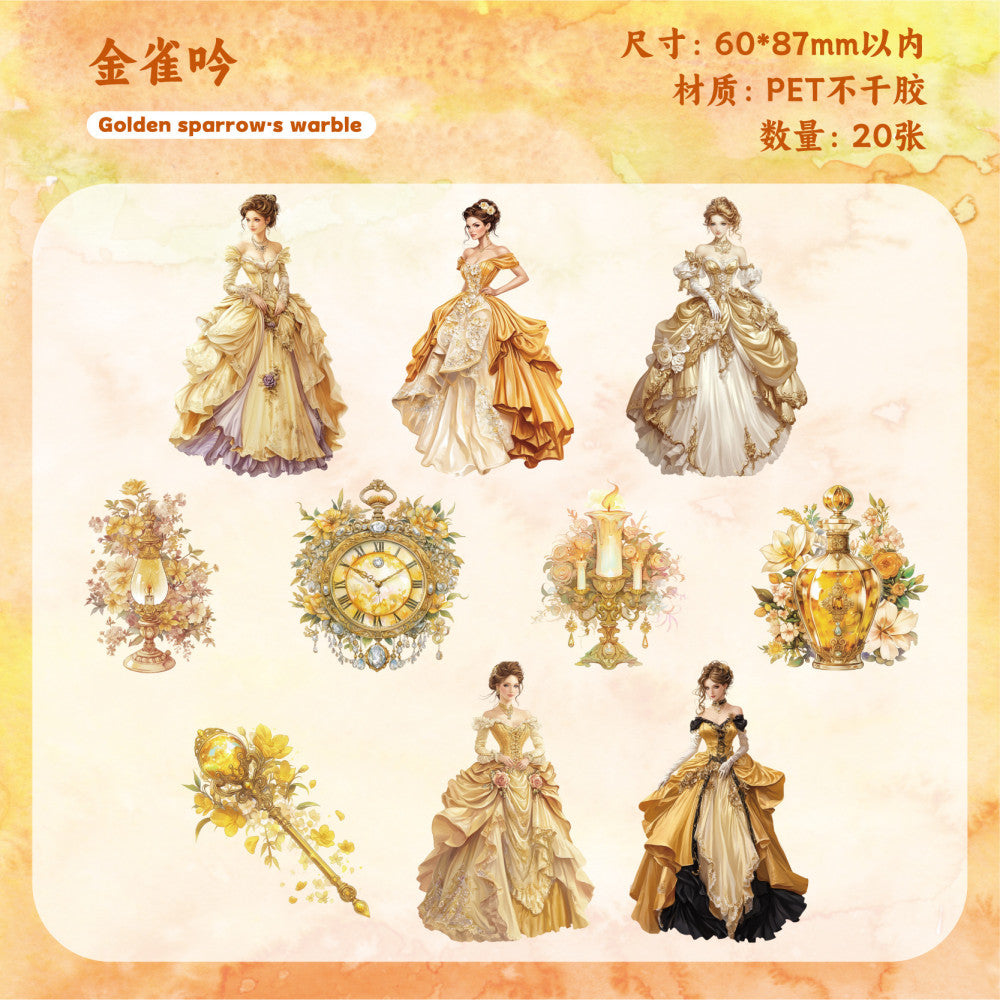 Gorgeous Palace Style Princess PET Stickers 20 Pieces image 5
