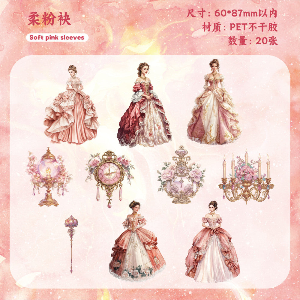 Gorgeous Palace Style Princess PET Stickers 20 Pieces