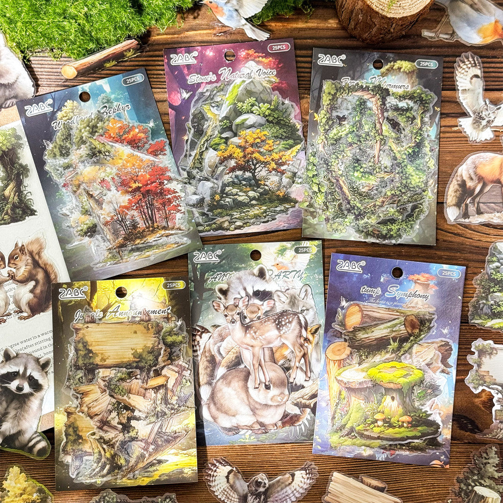 Retro Forest Animal PET Stickers 6 Types 25 Sheets image 0