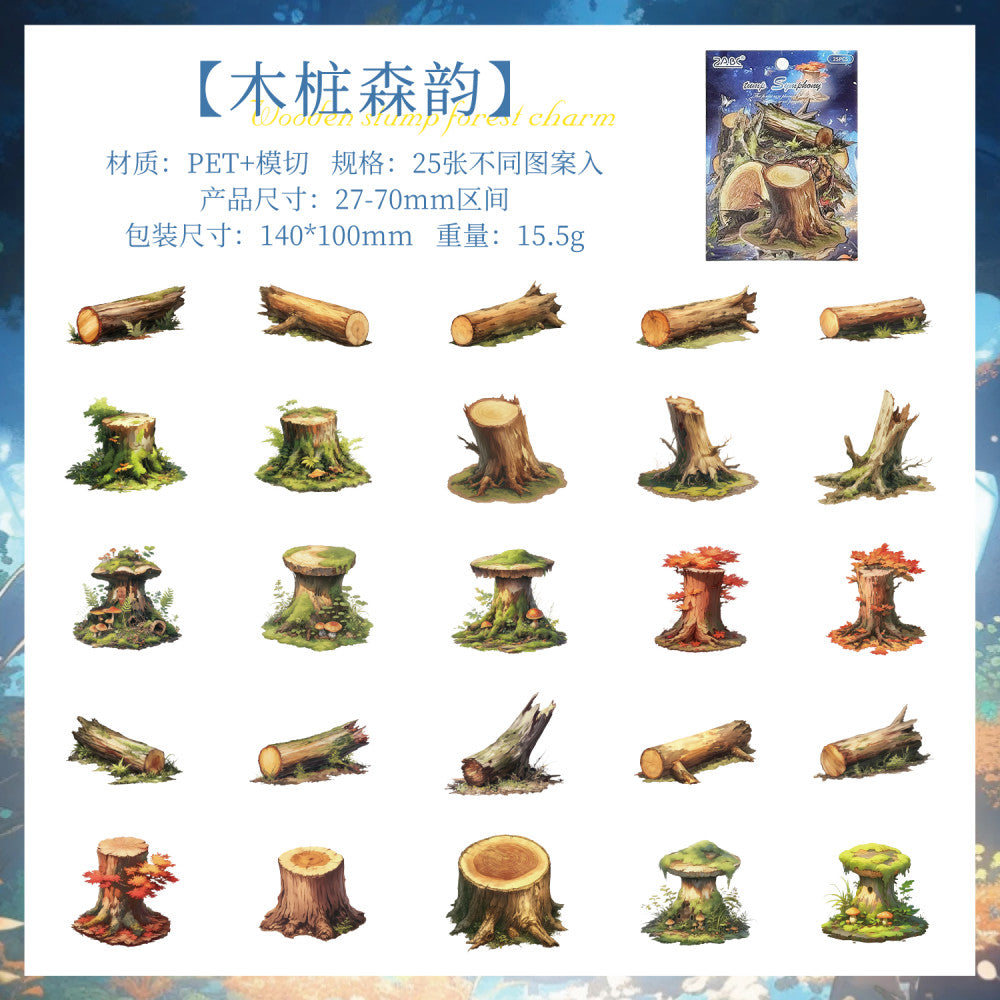 Retro Forest Animal PET Stickers 6 Types 25 Sheets