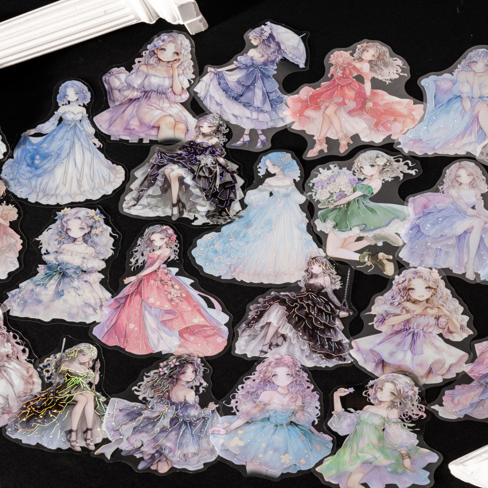 Princess Escape Plan Series Hot Laser Silver PET Stickers 10 sheets 6 Types image 3