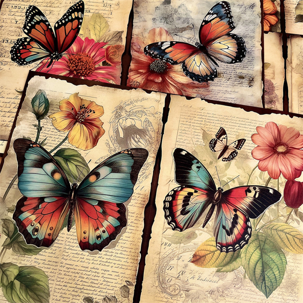 Countryside butterfly flower background paper 14cm 18cm 8 Sheets image 3