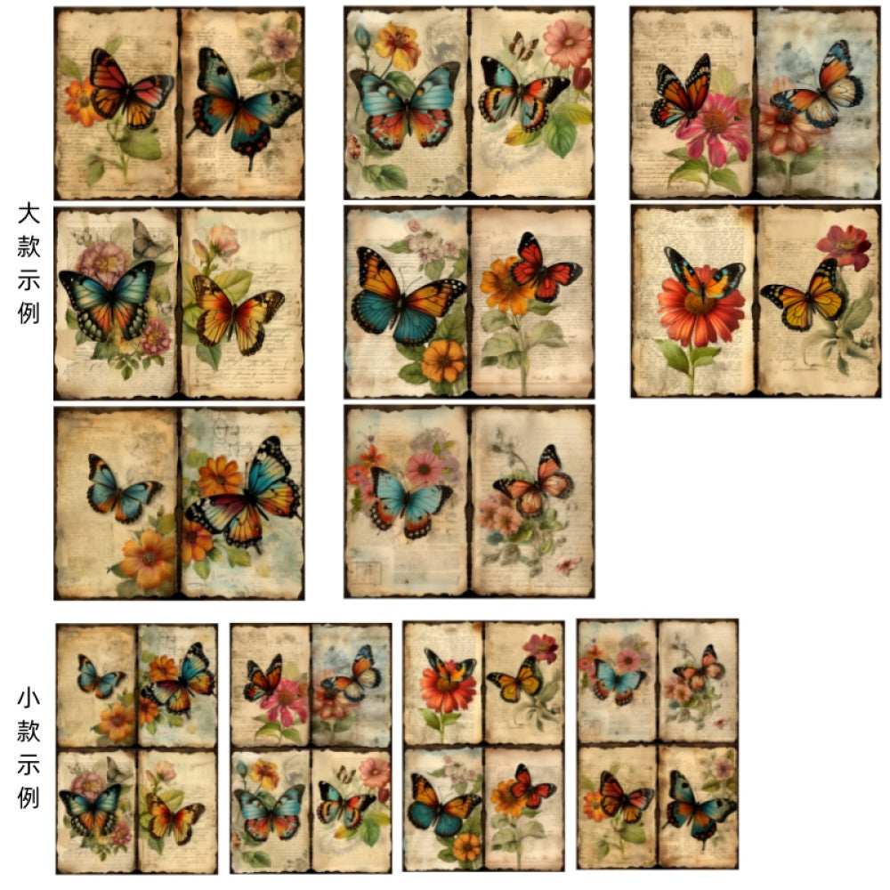 Countryside butterfly flower background paper 14cm 18cm 8 Sheets image 5