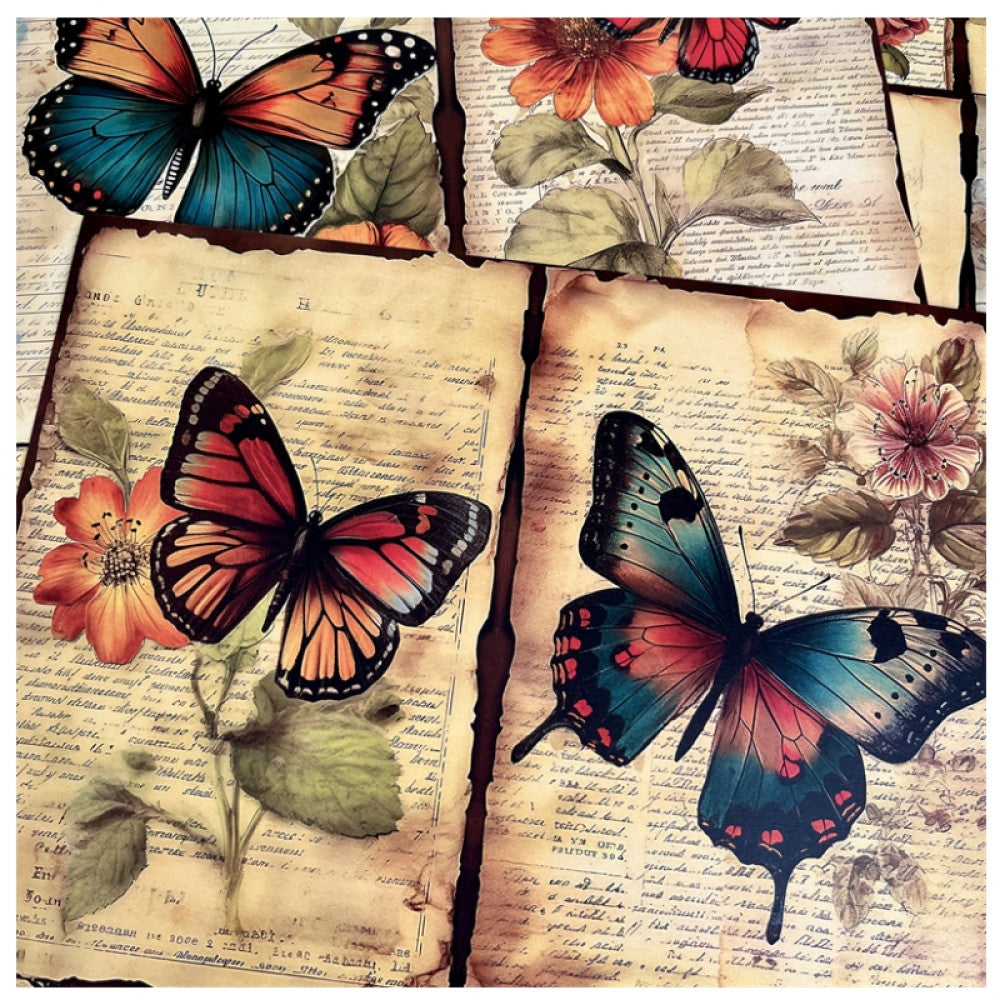 Countryside butterfly flower background paper 14cm 18cm 8 Sheets image 6