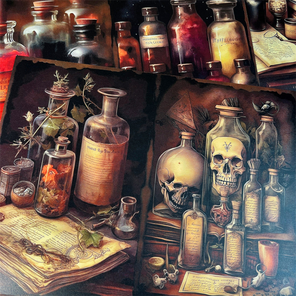 Smiley skull magic potion Gothic handbook background paper 14 cm 18cm 10 Sheets image 2
