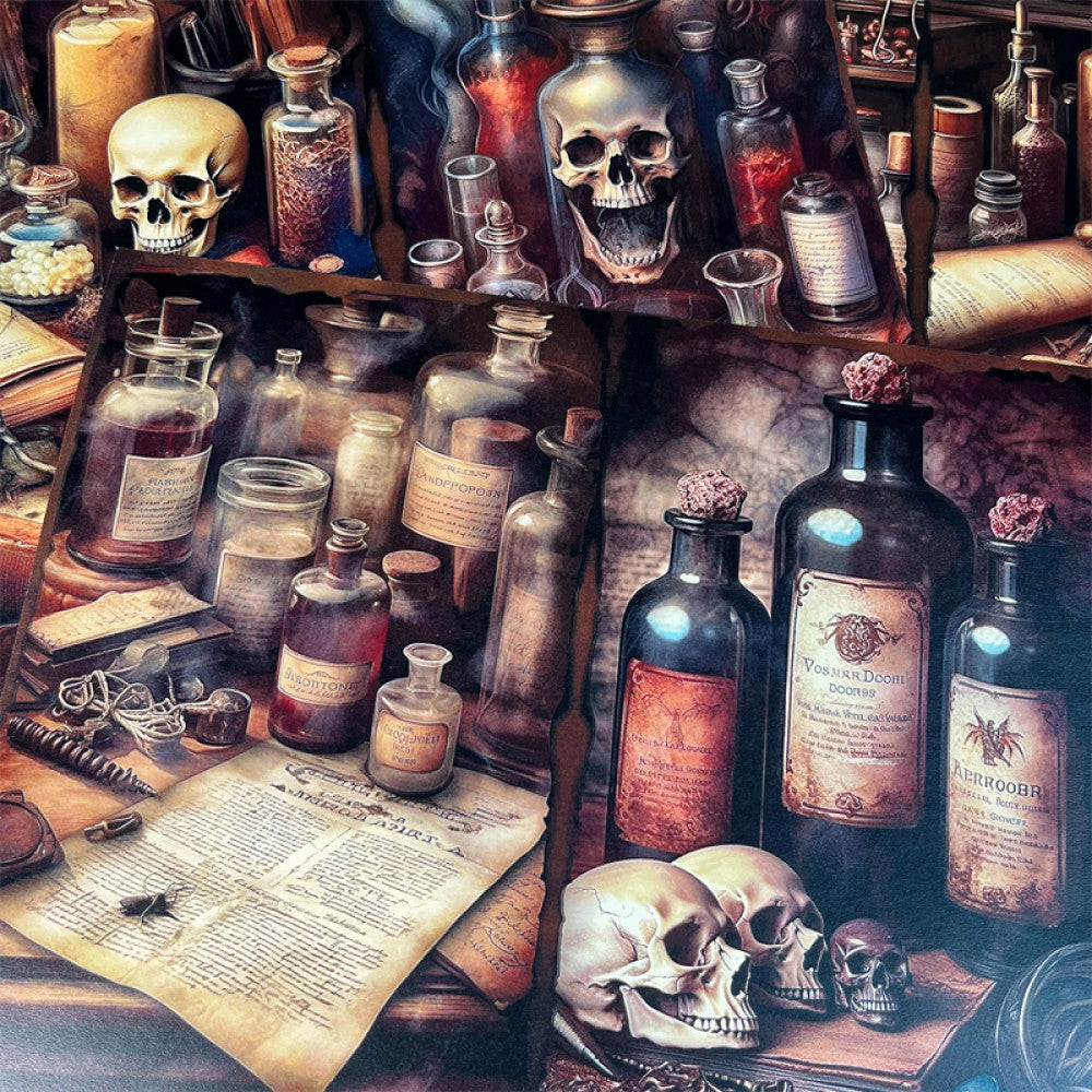 Smiley skull magic potion Gothic handbook background paper 14 cm 18cm 10 Sheets image 3