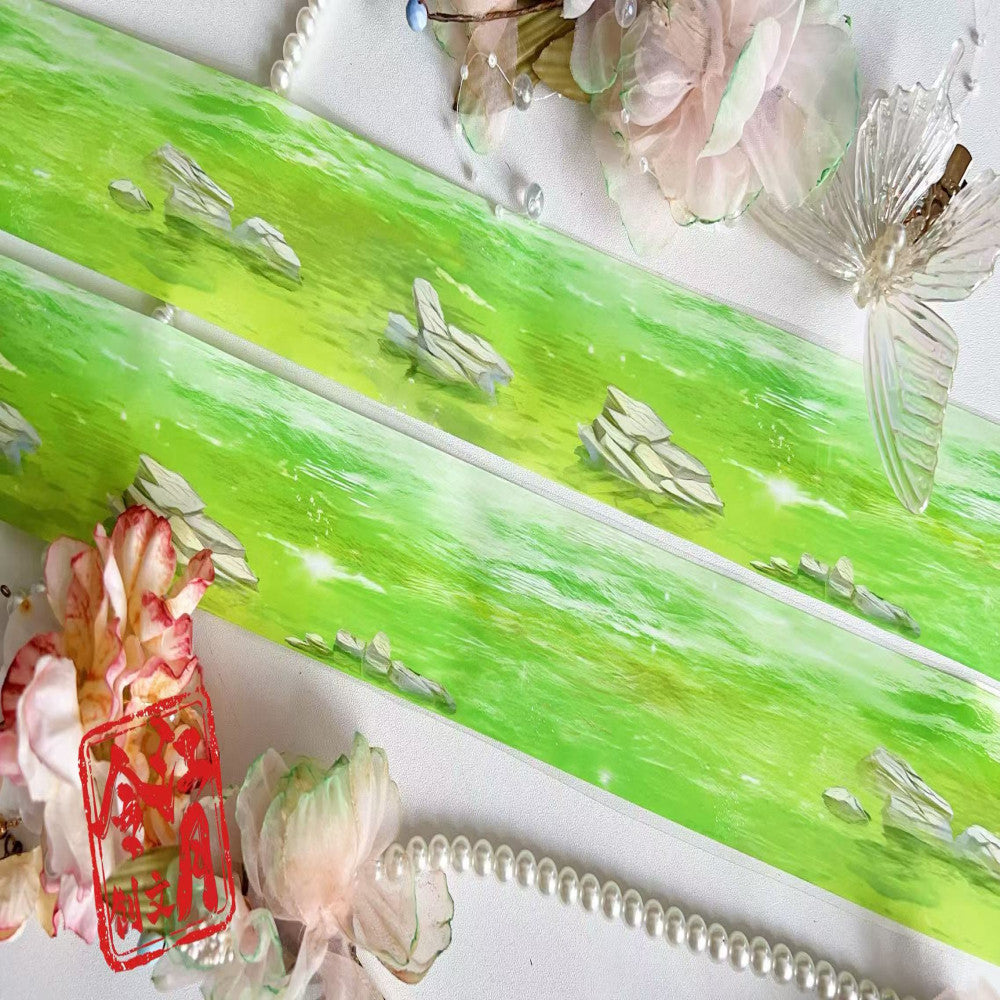 Clear Wind and Flowing Water Green  Grass PET Tape