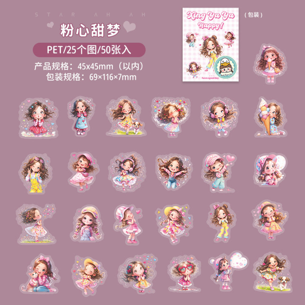 Star Aya Series Character Theme Small Size PET Stickers 4 Styles 50 Pcs