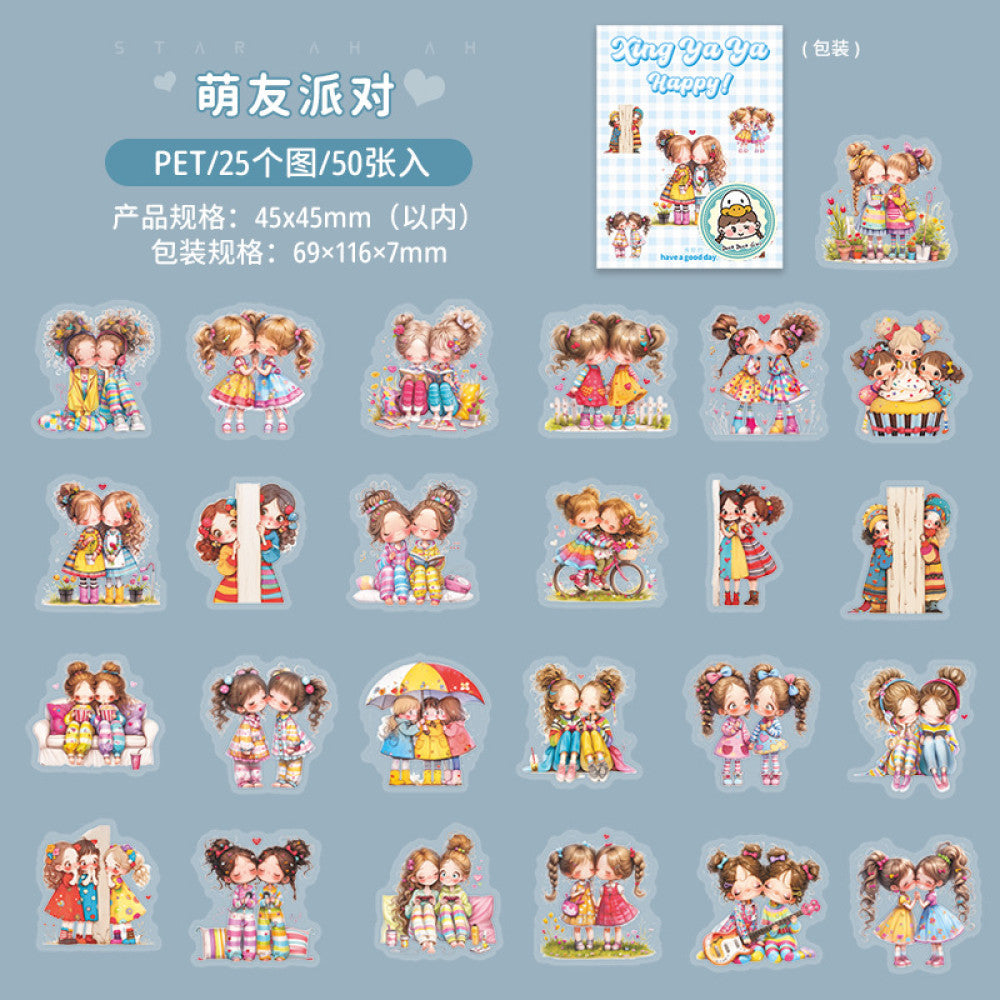 Star Aya Series Character Theme Small Size PET Stickers 4 Styles 50 Pcs