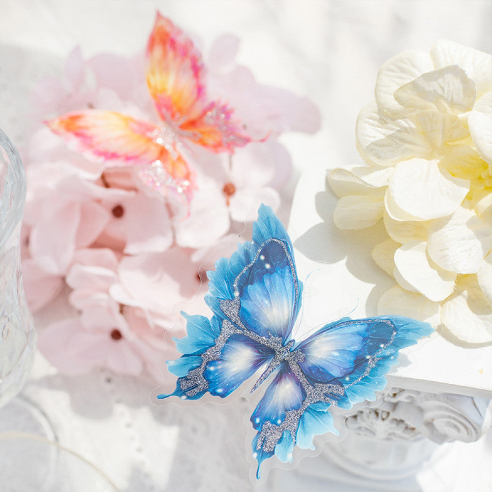 Butterfly Series 3D Gold Stamping PET Stickers 6 Types 20 Pcs image 0