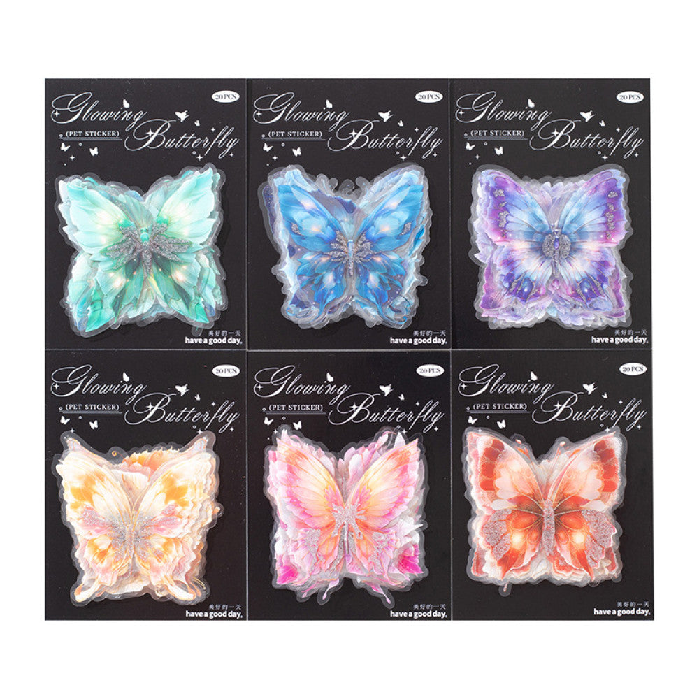 Butterfly Series 3D Gold Stamping PET Stickers 6 Types 20 Pcs image 2