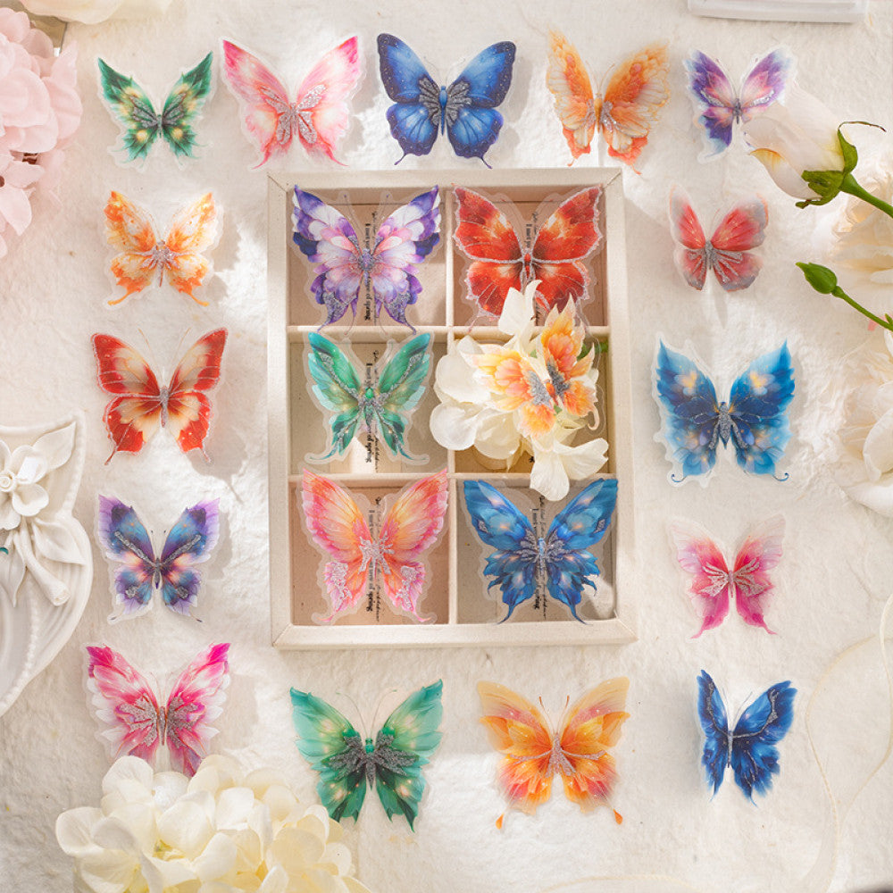 Butterfly Series 3D Gold Stamping PET Stickers 6 Types 20 Pcs image 3