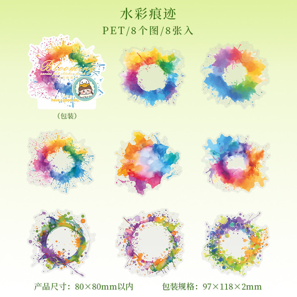 Bloom Series Watercolor Landscape Theme PET Sticker Pack 6 Styles 8 Pcs image 6