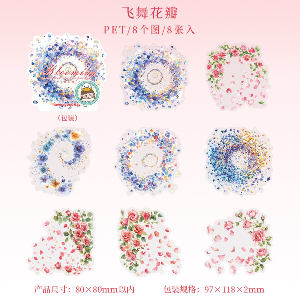 Bloom Series Watercolor Landscape Theme PET Sticker Pack 6 Styles 8 Pcs image 7