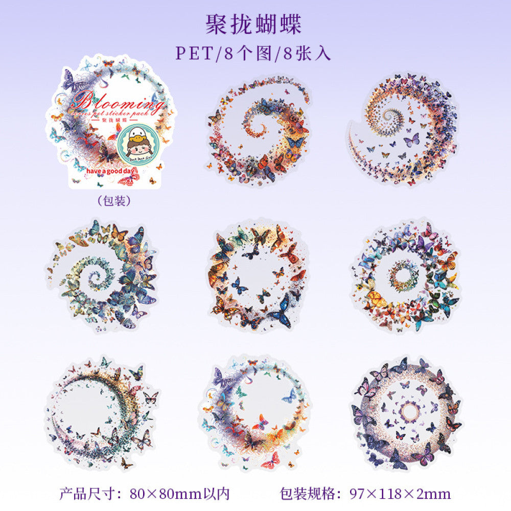 Bloom Series Watercolor Landscape Theme PET Sticker Pack 6 Styles 8 Pcs image 9